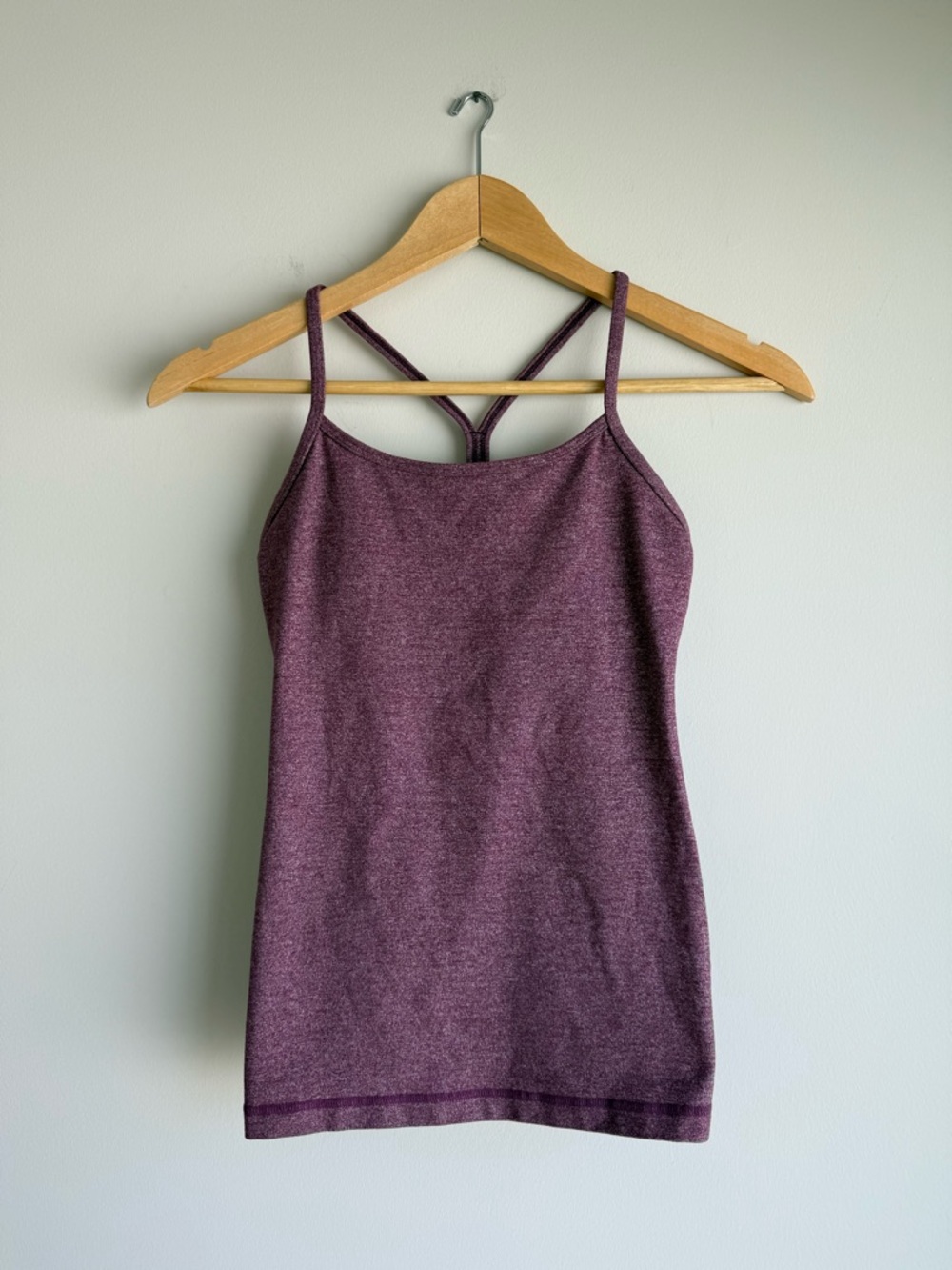 Lululemon Power Y Tank Top Heathered Purple Racerback Shelf Bra Size 4